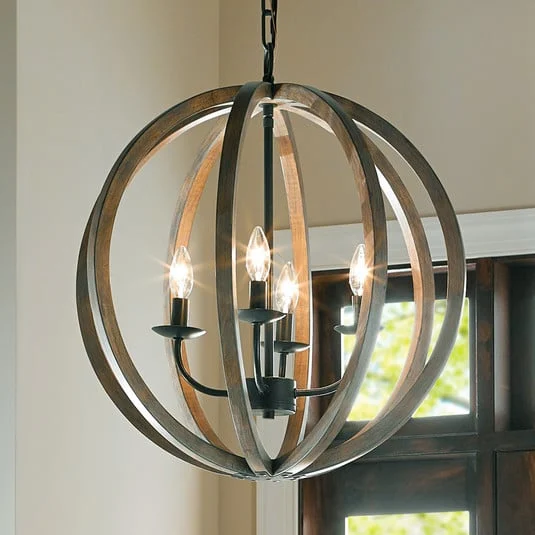 Lámpara colgante de 4 luces Allier madera 52,1 cm