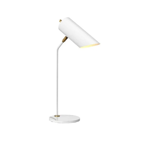 Lámpara de mesa Quinto, blanco/latón antiguo