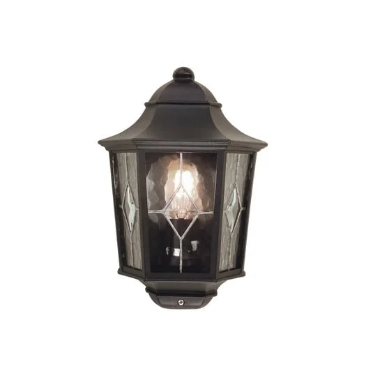 Aplique de exterior Norfolk, media farol, negra, IP43