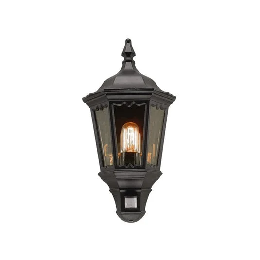 Aplique de exterior Medstead, con sensor, negra, IP43