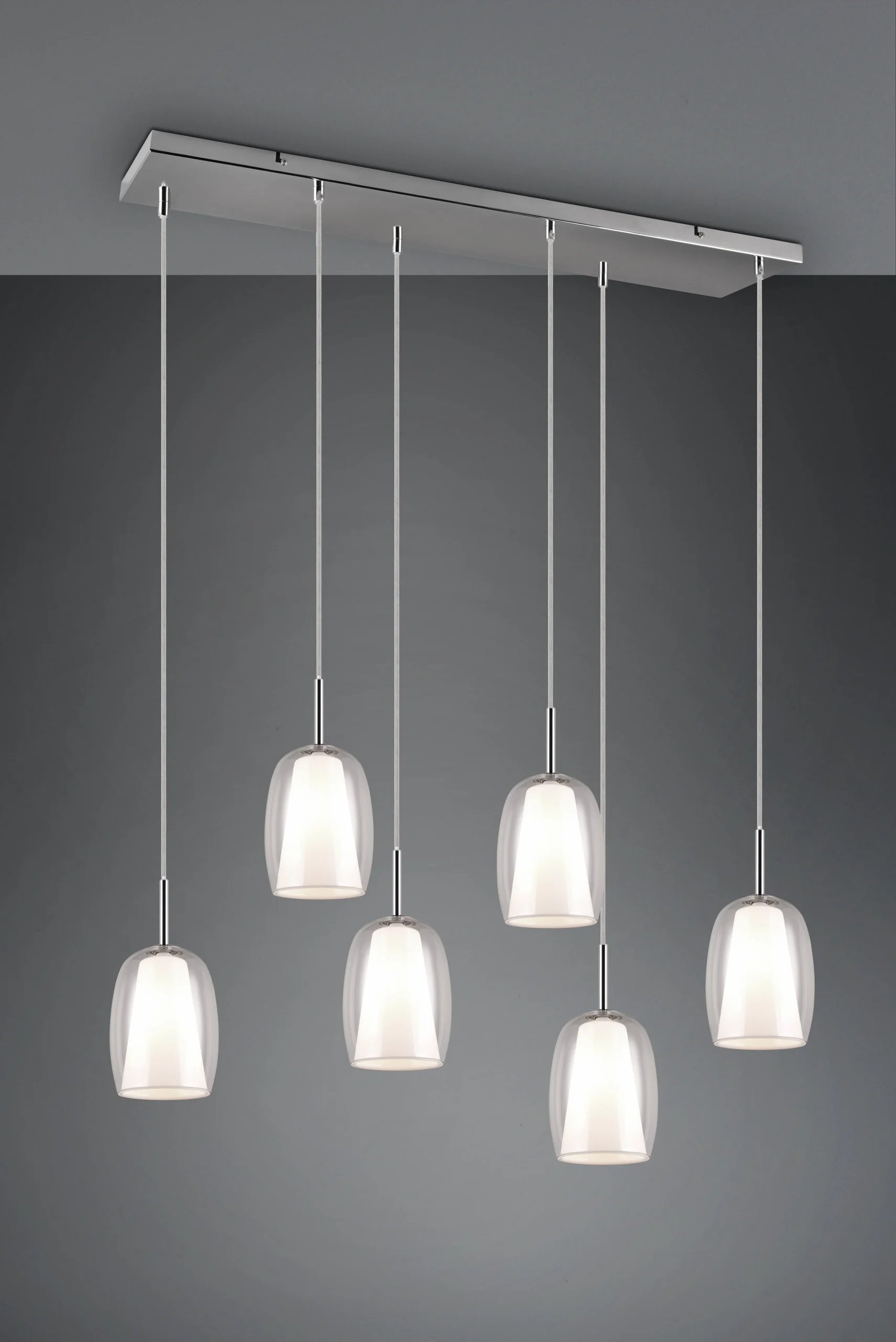 Lámpara de techo colgante Trio Barret LED cromo 3000K 150cm 3