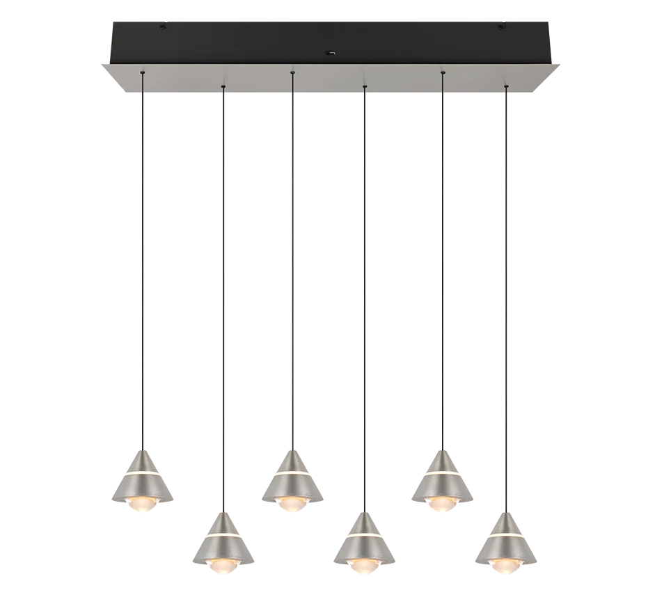 Lámpara de techo colgante Trio Romeo LED níquel mate 200cm 3