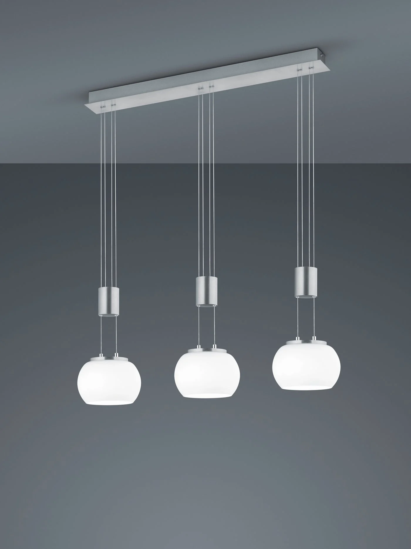 Lámpara de techo colgante Trio Madison LED níquel mate 3000K 150cm 3