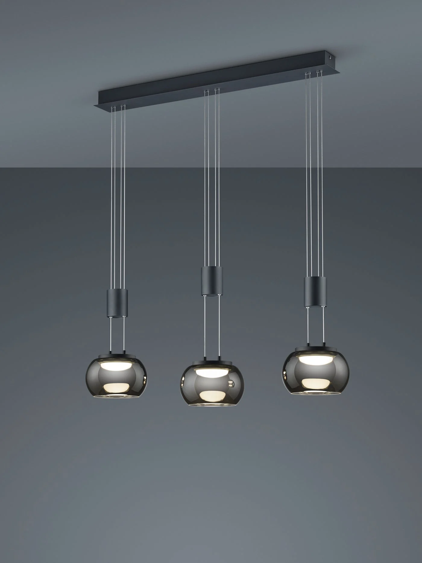Lámpara de techo colgante Trio Madison LED negro mate 3000K 150cm 3
