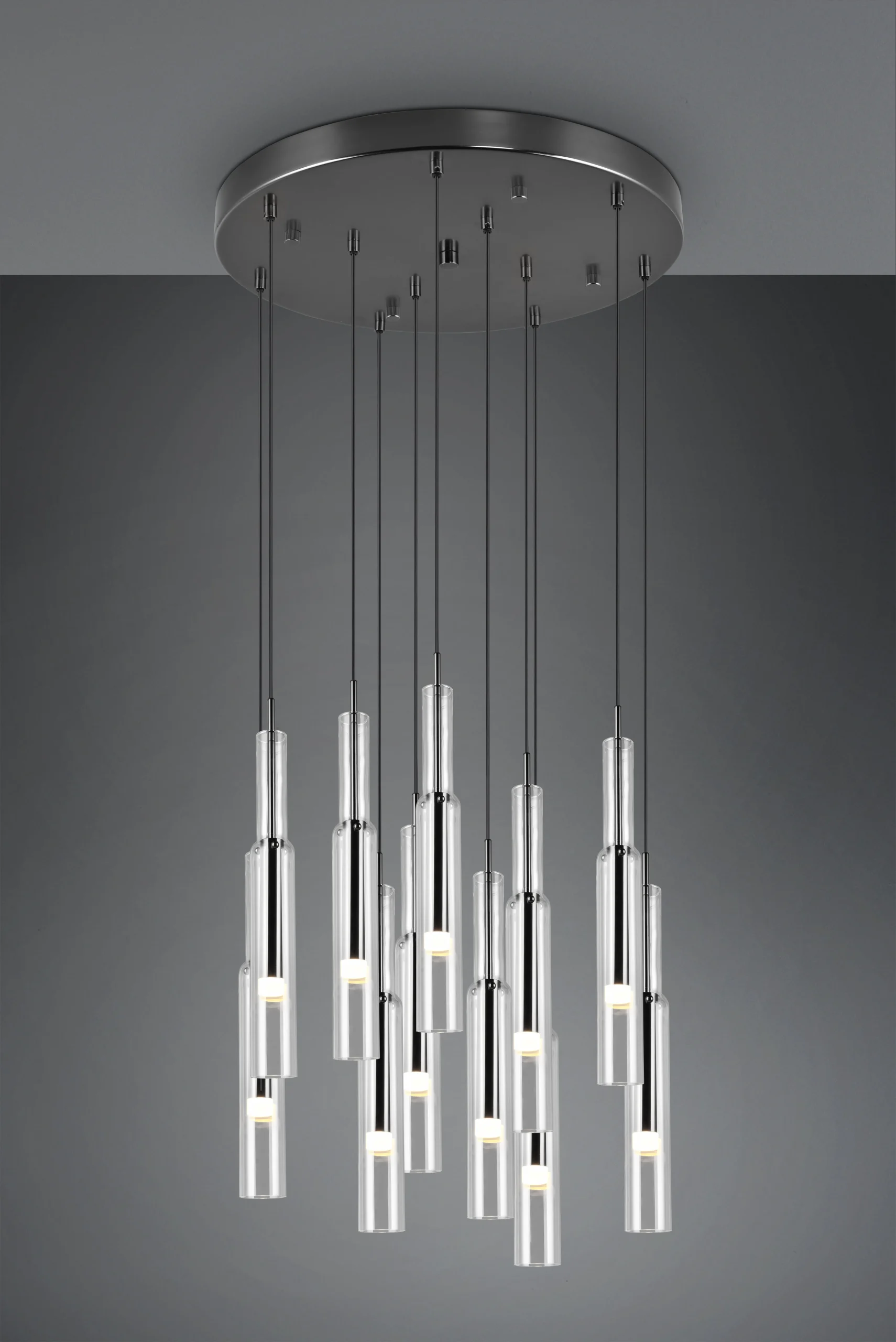 Lámpara de techo colgante Trio Lucent LED black-chrome 150cm 3