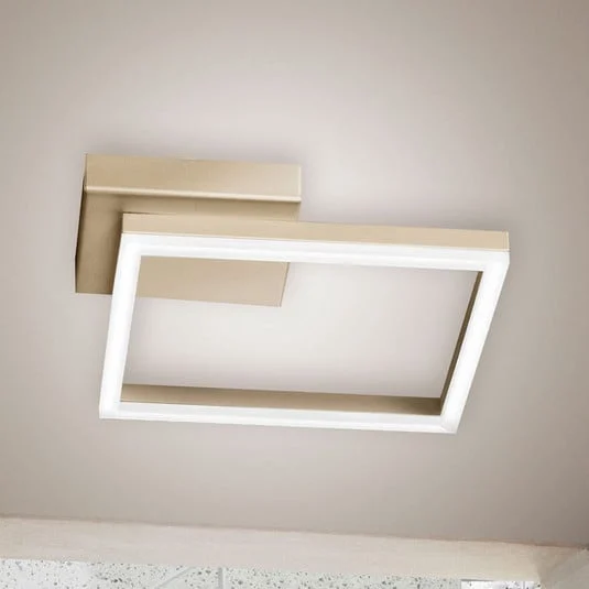Plafón LED Bard, 27x27cm, acabado dorado mate