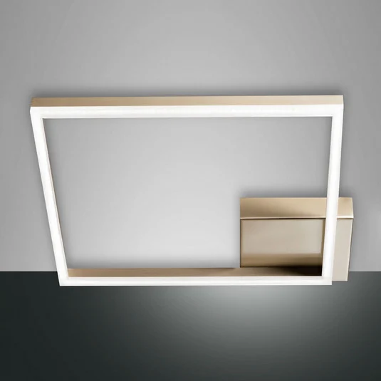 Plafón LED Bard, 42x42cm, acabado dorado mate