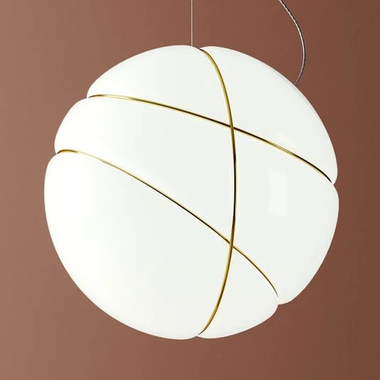 Fabbian Armilla lámpara colgante vidrio blanco oro
