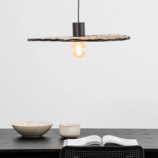 Lámpara colgante Costas, pantalla de ratán basculante, Ø 60cm