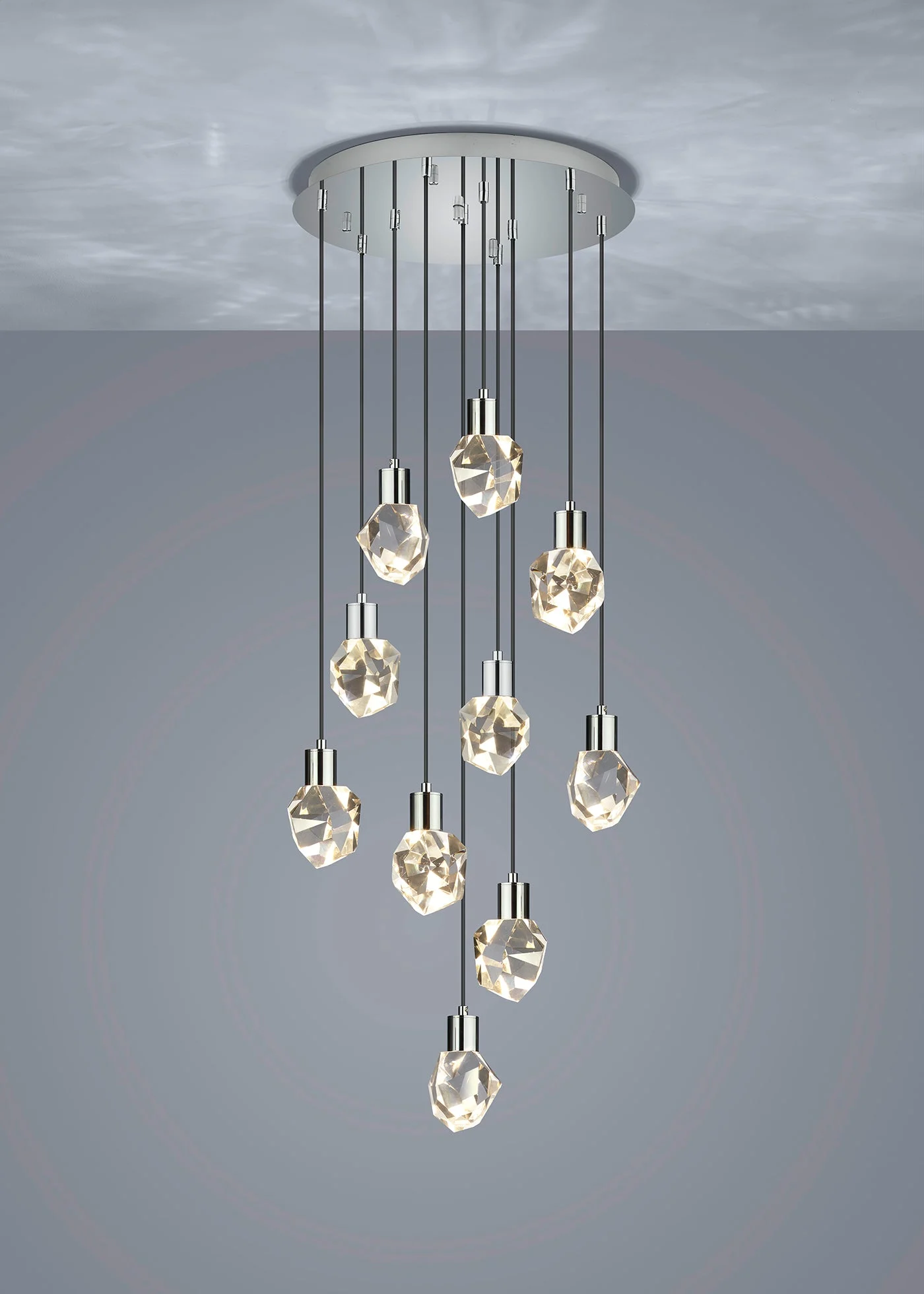 Lámpara de techo colgante Trio Verano LED cromo 150cm 3