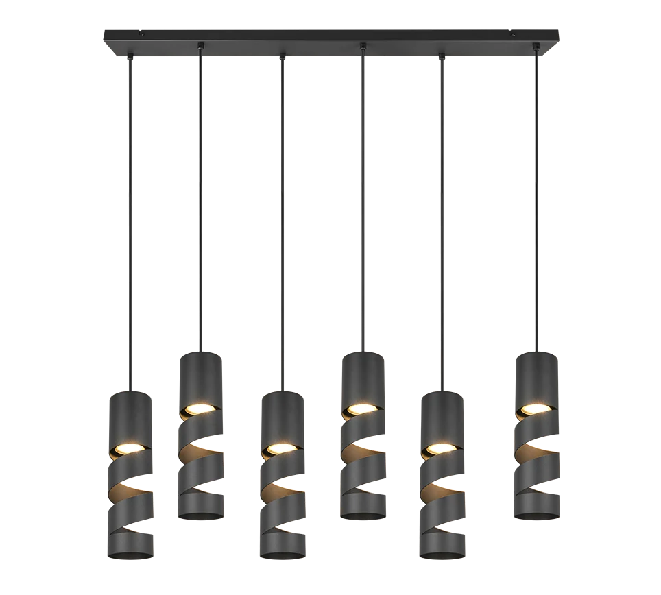 Lámpara de techo colgante Trio Stream LED negro mate 3000K 150cm 3