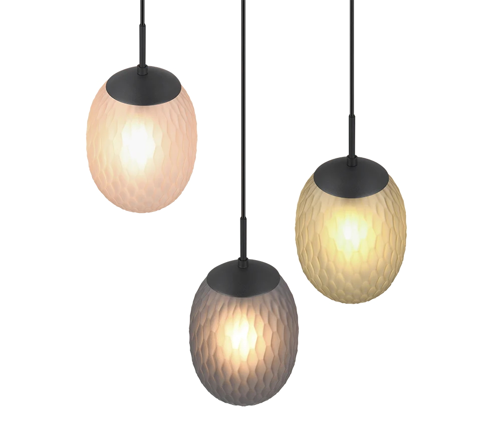 Lámpara de techo colgante Trio Facette 3 luces negro mate 150cm 364230317