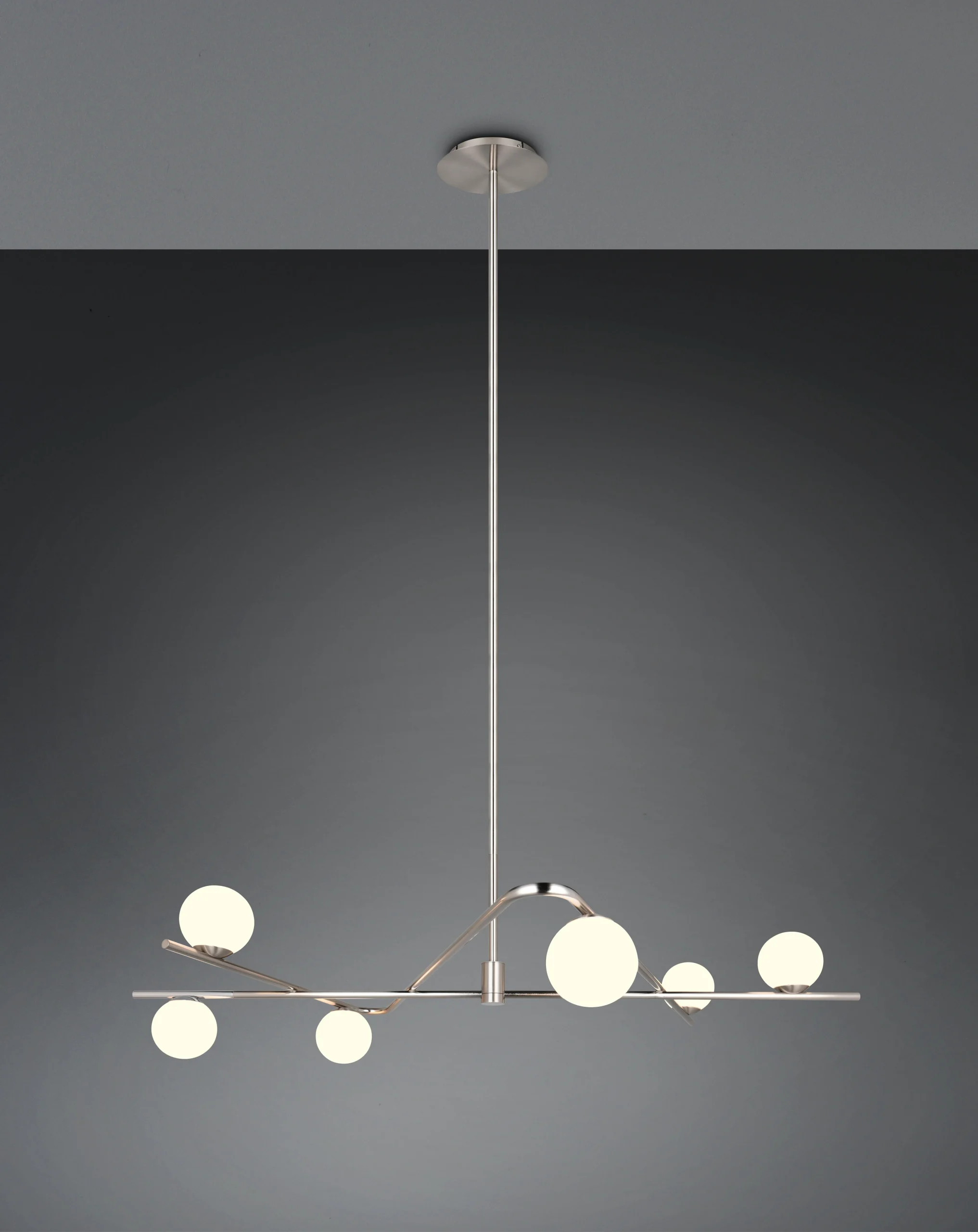 Lámpara de techo colgante Trio Flaming LED níquel mate 3000K 195cm 3