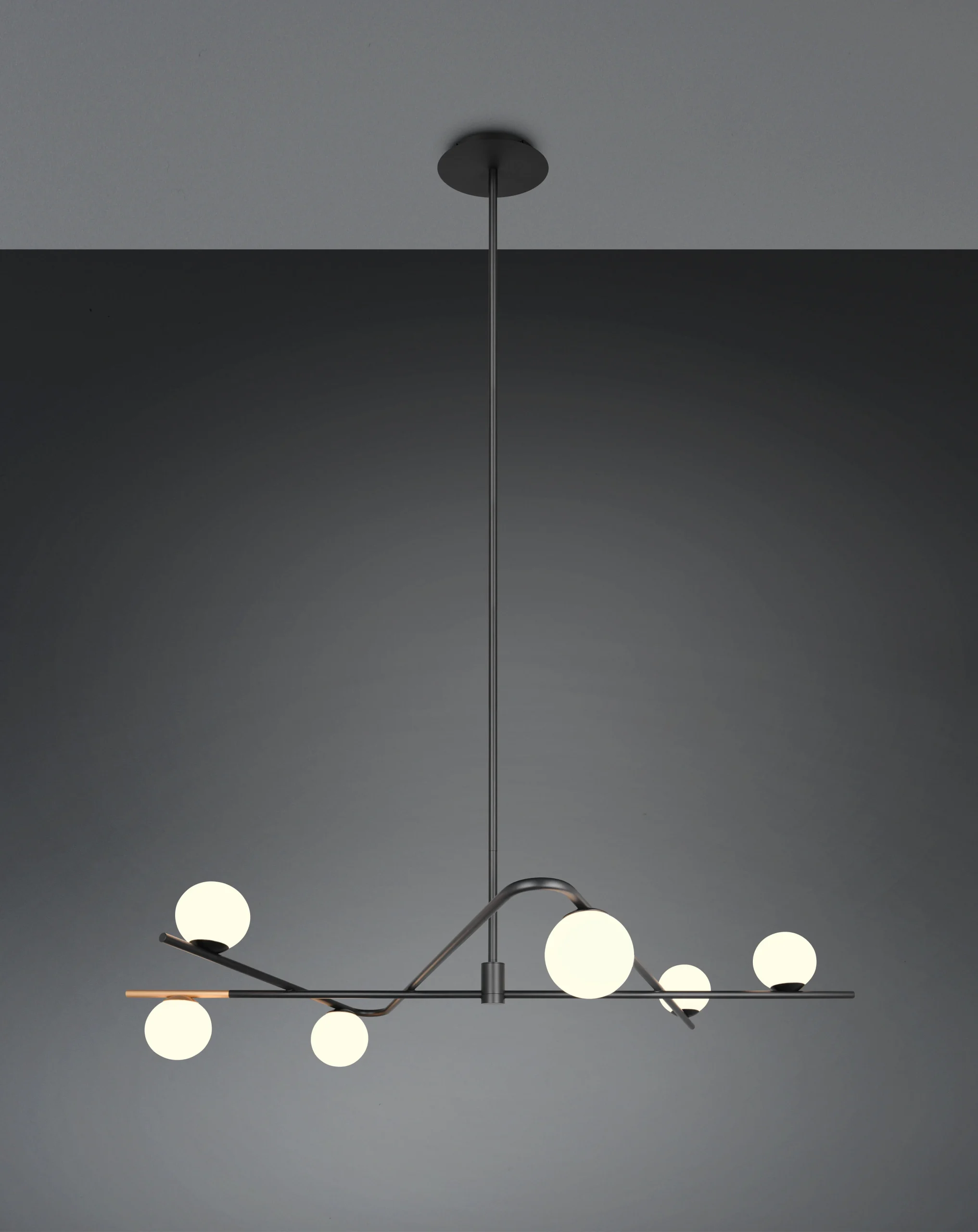 Lámpara de techo colgante Trio Flaming LED negro y dorado 3000K 195cm 3