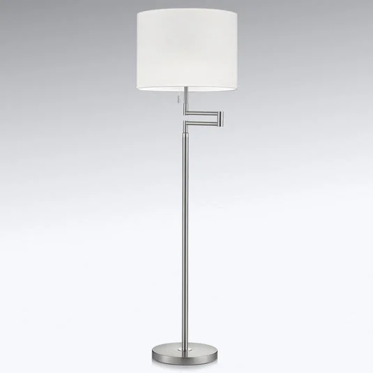 Lámpara pie Lilian, dimmer LED, níquel mate/cromo
