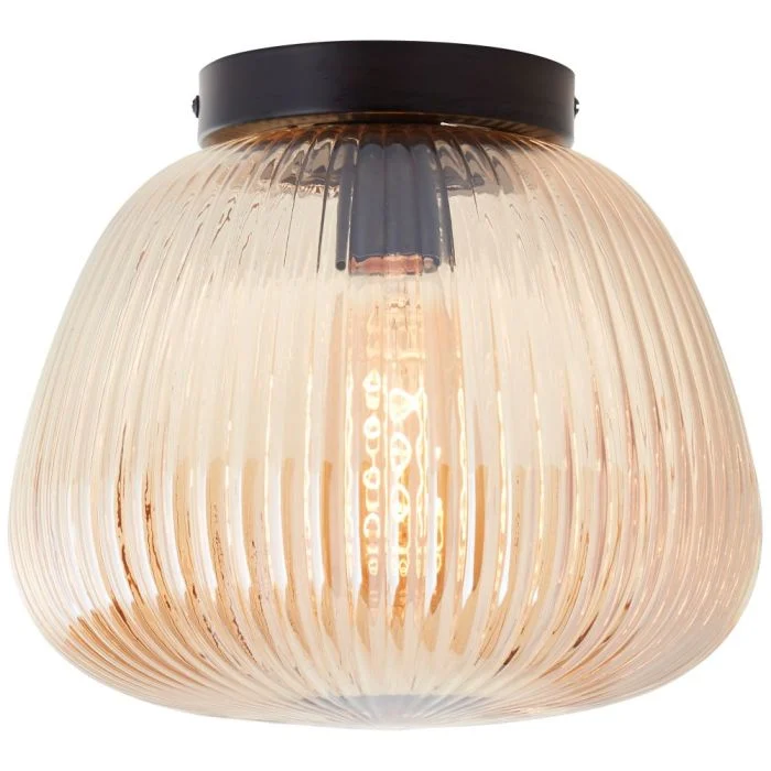 Brilliant Kaizen Luz de techo Vidrio Metal Mate Negro Beige | 250mm - Apta para 1x E27