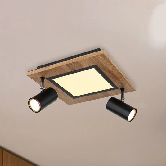 Plafón Ulla con LEDs, 2 luces, 30x30cm