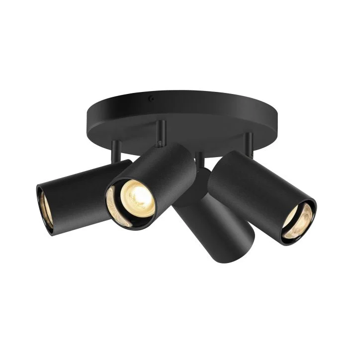 Asto Tube Techo Foco Aluminium Negro | 4x GU10 Max. 10W - Regulable