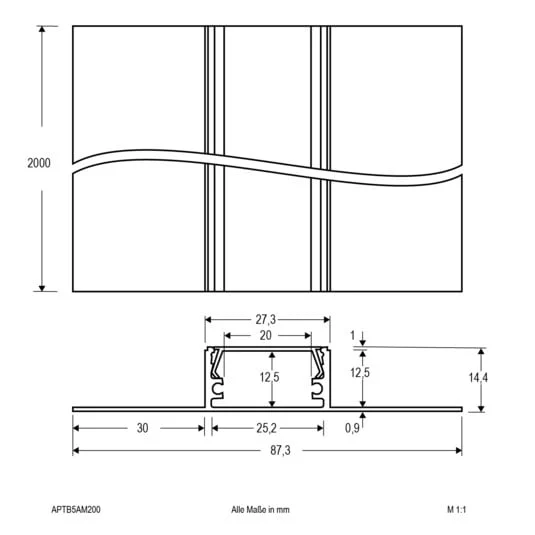 Perfil construcción seco aluminio 200cm tapa opal