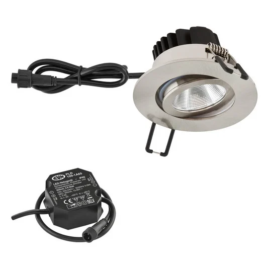 EVN PC65 Lámpara empotrable para exteriores, redonda, 3000 K, acero inoxidable
