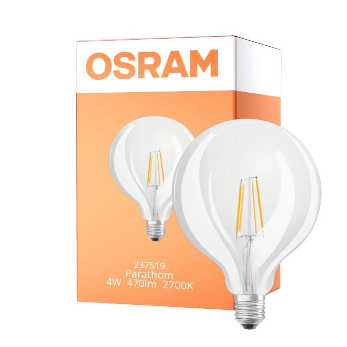 Osram Parathom Retrofit Classic LED E27 Globe con Filamento Clara 125mm 4W 470lm - 827 Luz muy Cálida | Reemplazo 40W