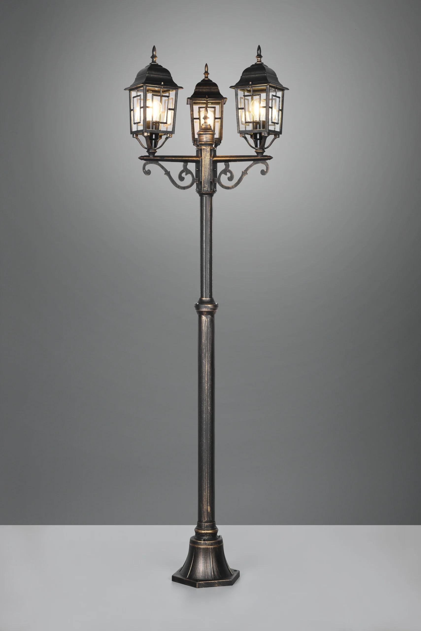 Baliza de exterior Trio Volturno 3 luces óxido IP44 200cm 405960328