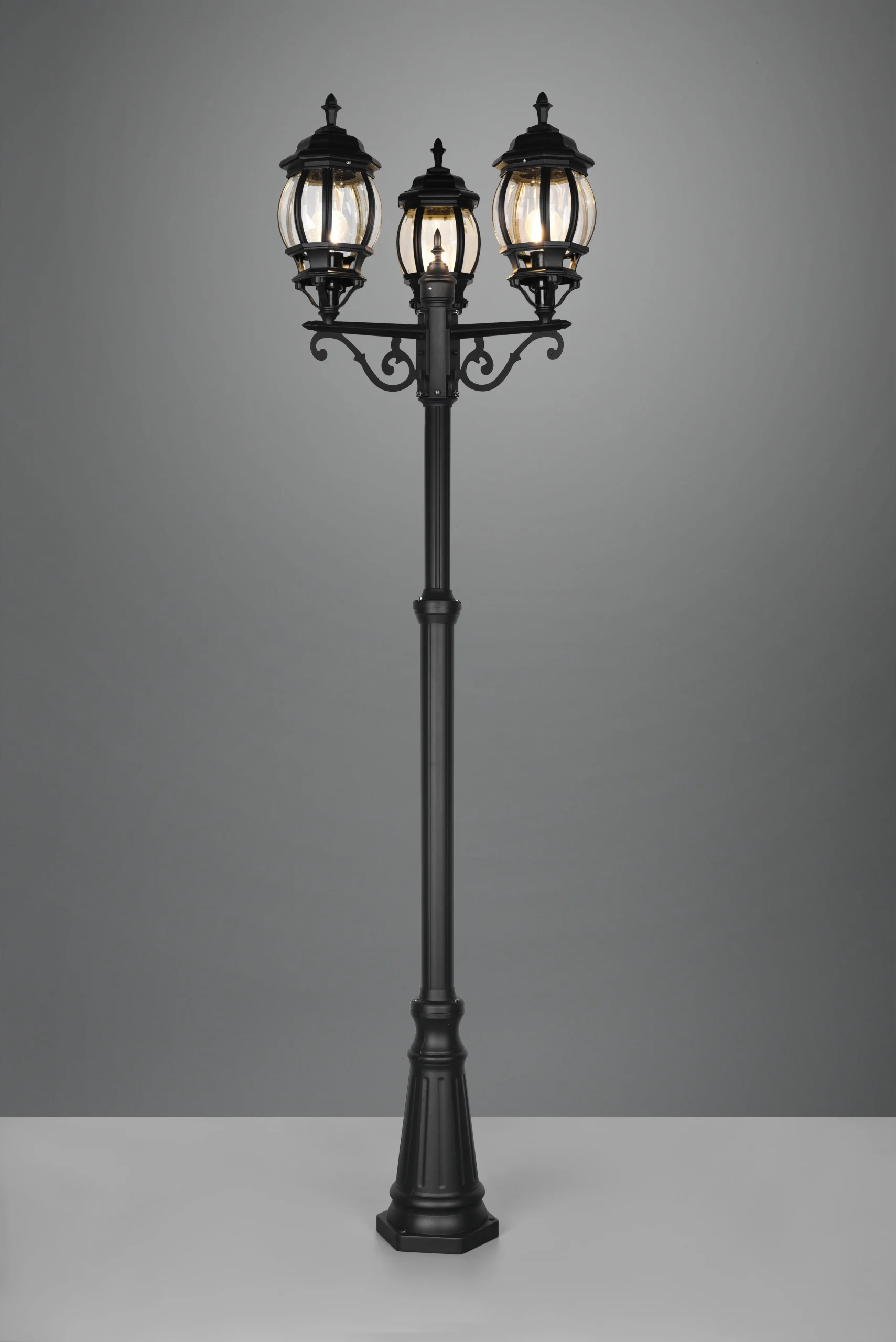 Baliza de exterior Trio Elvo 3 luces negro mate IP44 240cm 406960332