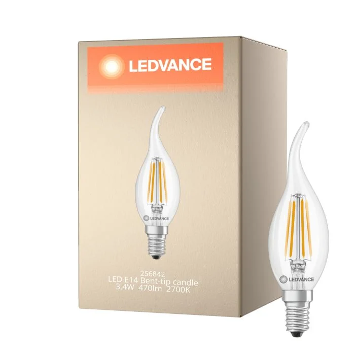 Ledvance Classic LED E14 Vela Con Filamento Clara 3.4W 470lm - 827 Luz Muy Cálida | Reemplazo 40W