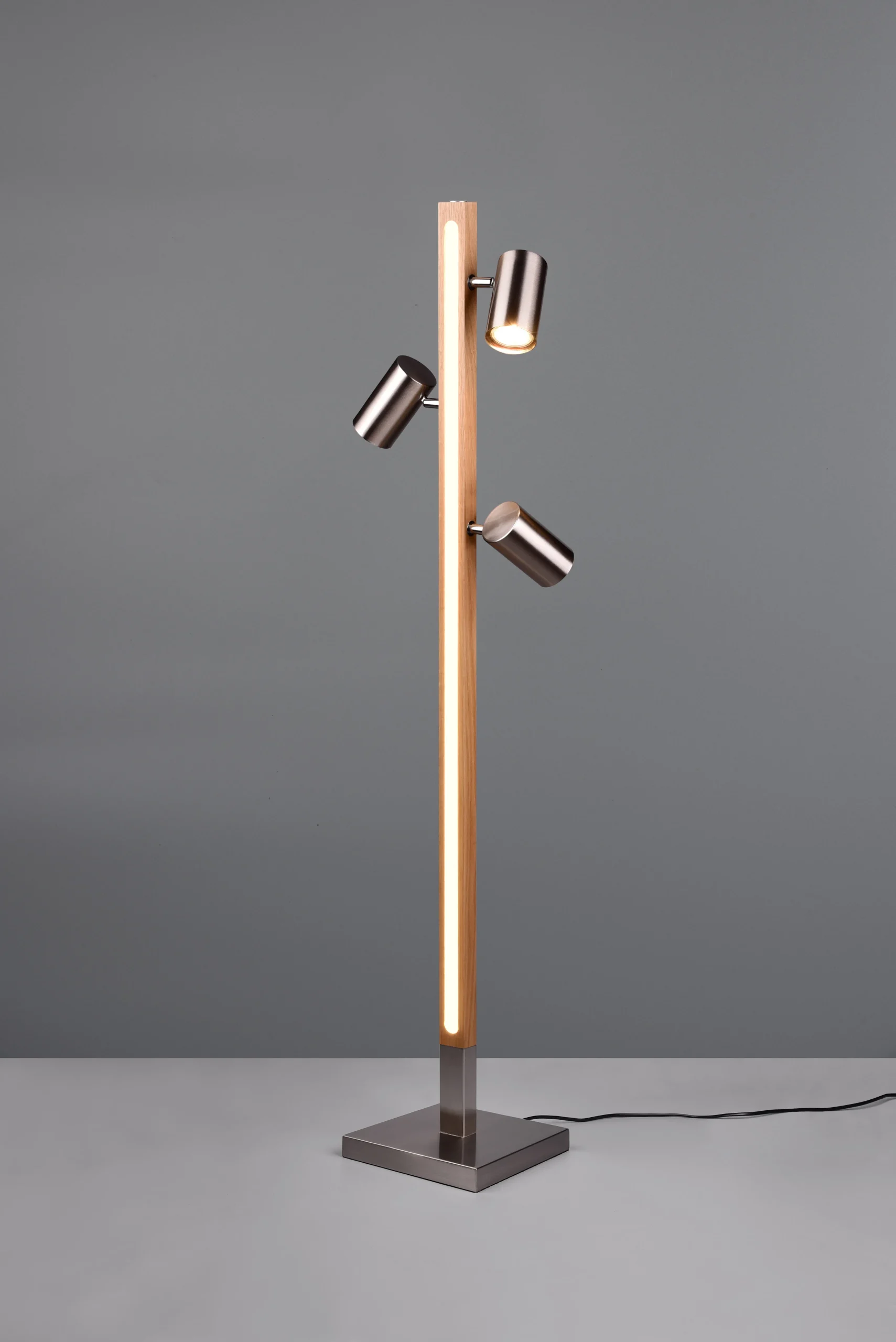 Lámpara de pie Trio Marley LED níquel mate táctil 3000K 130cm 4