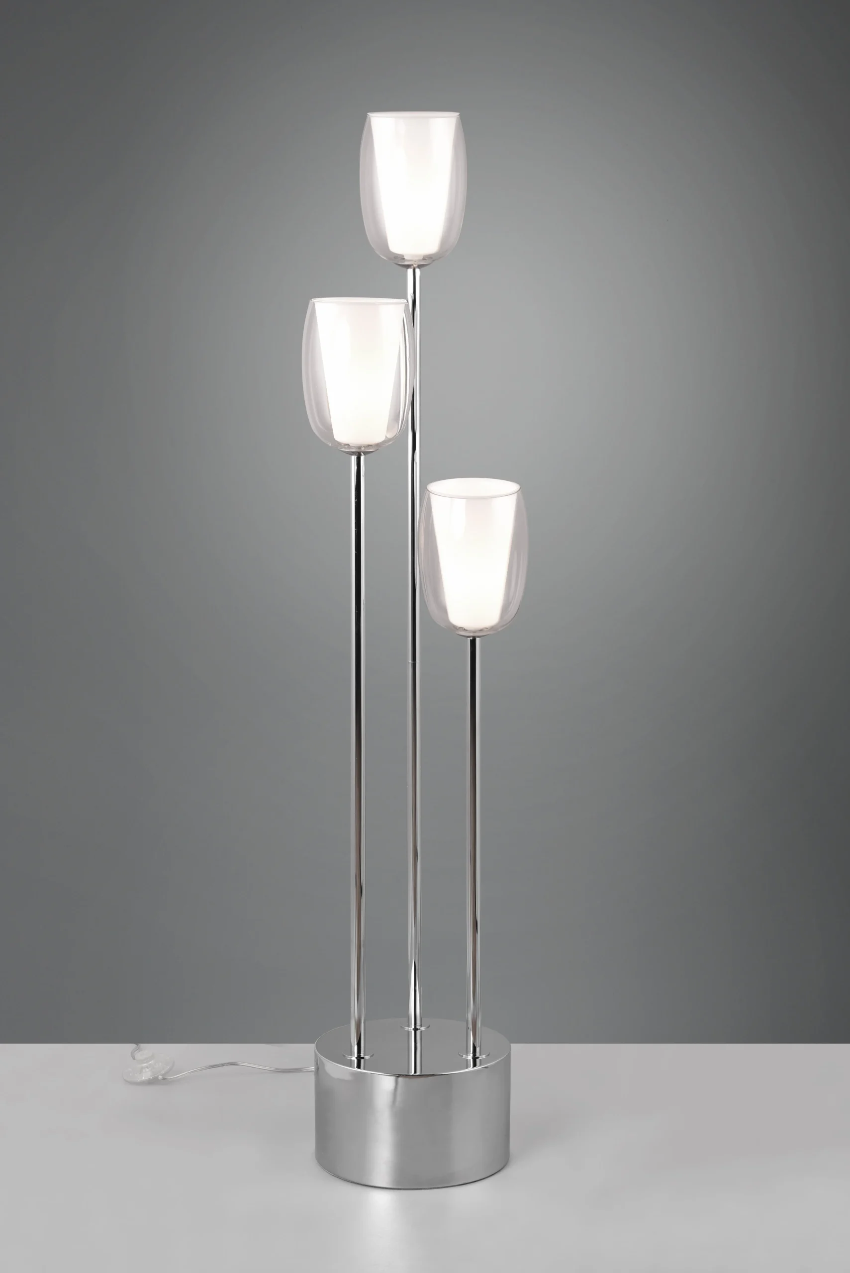 Lámpara de pie Trio Barret LED cromo 3000K 140cm 4