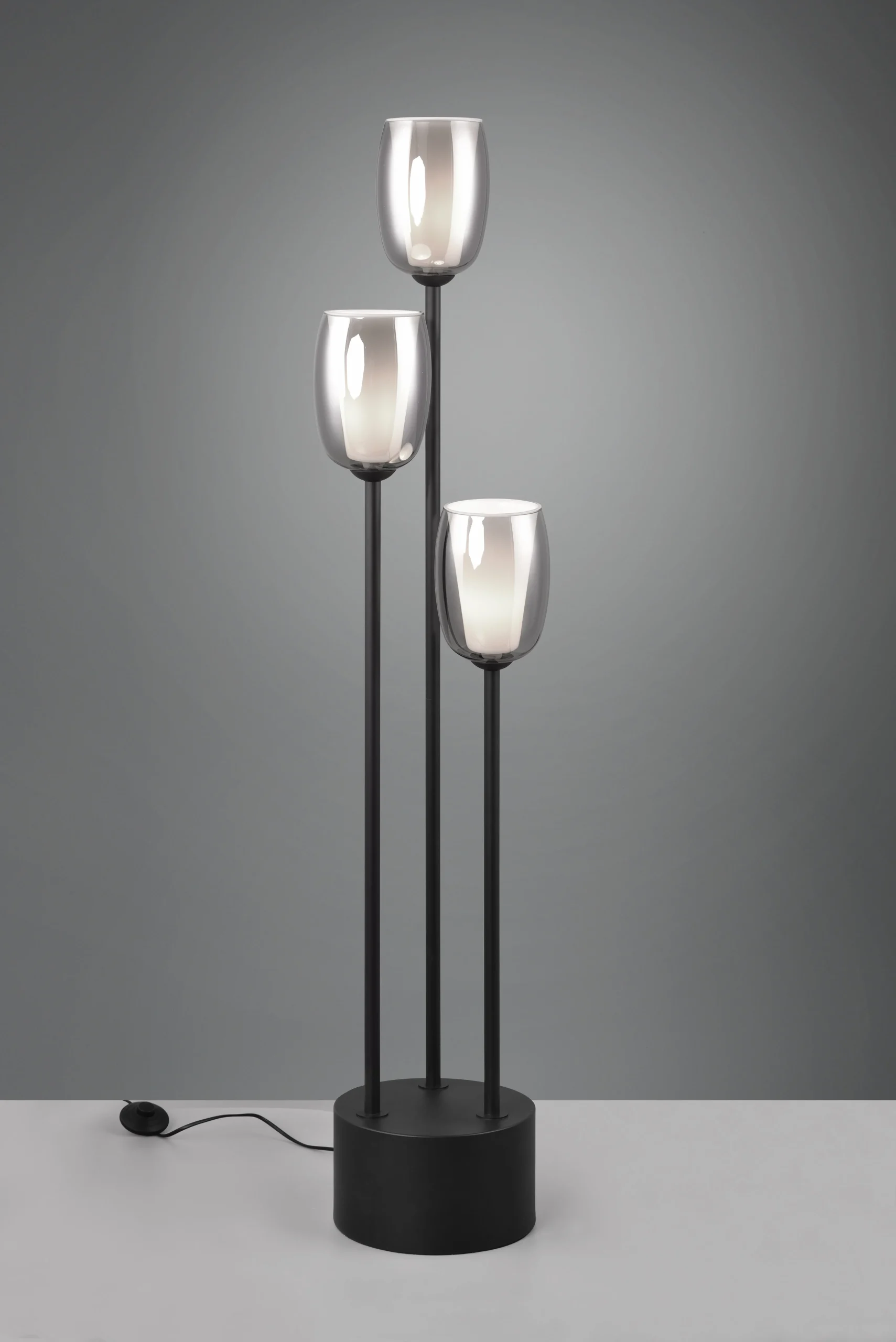 Lámpara de pie Trio Barret LED negro mate 3000K 140cm 4