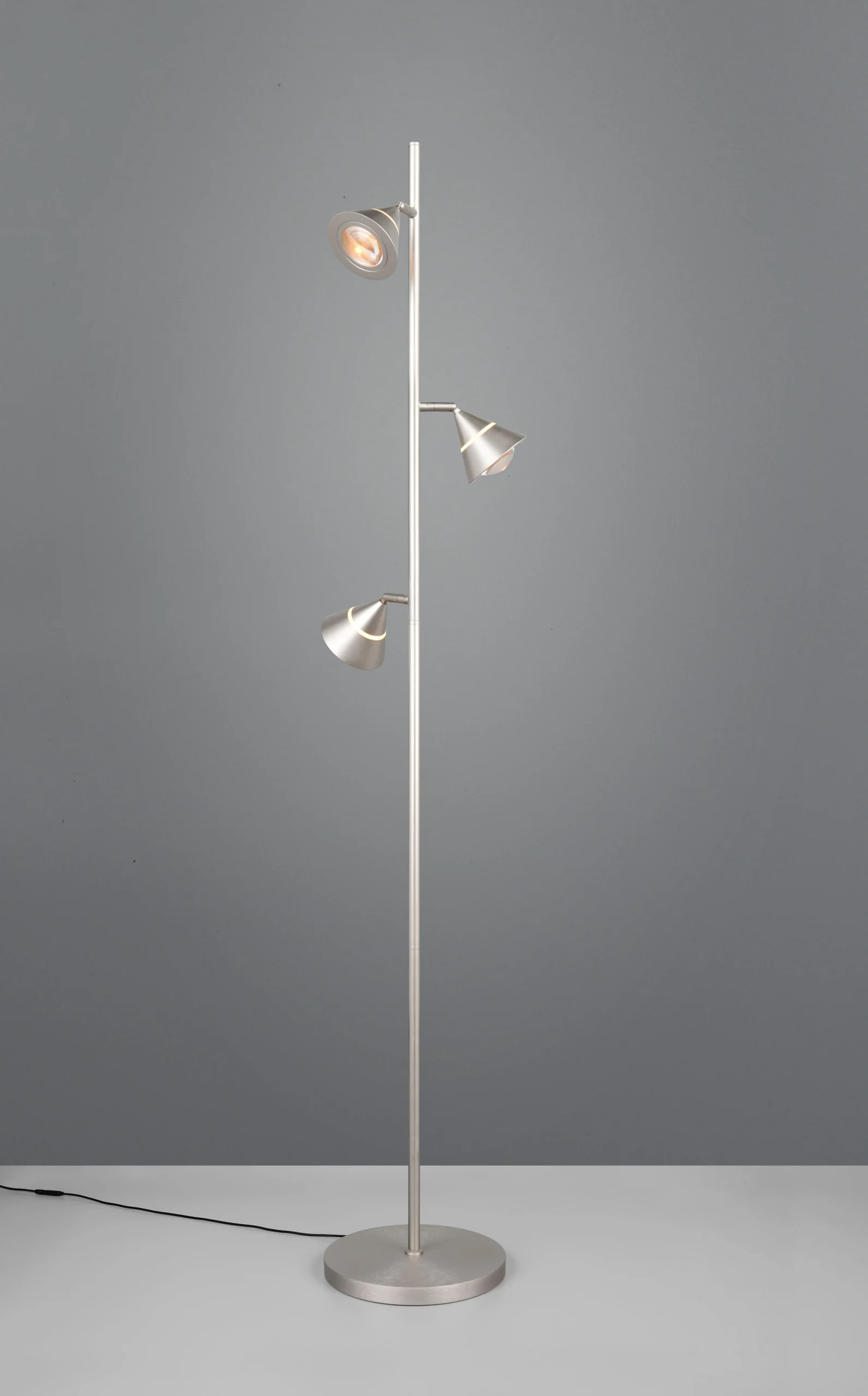 Lámpara de pie Trio Romeo LED níquel mate 150cm 4