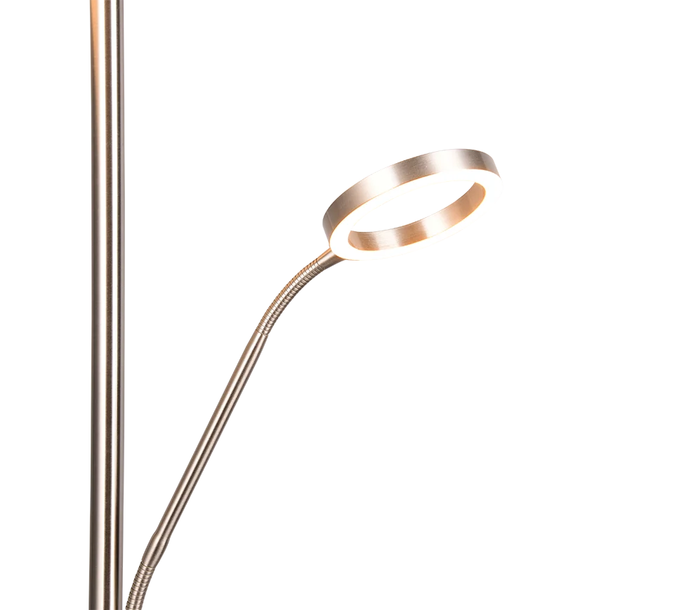 Lámpara de pie Trio Willis LED níquel mate 180cm 4