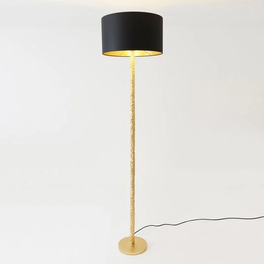 Cancelliere Rotonda lámpara de pie de cretona negro/oro