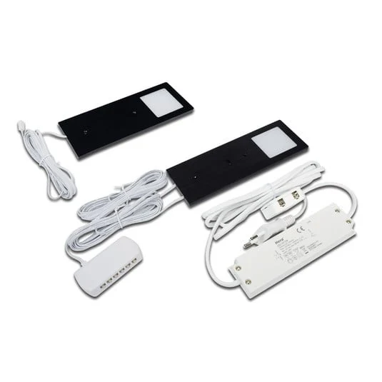 LED bajo mueble Eco-Pad F set x 2 4.000K negro