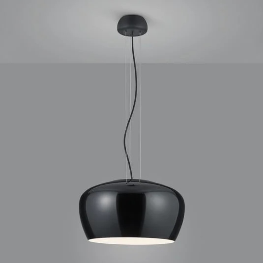 Helestra Veda colgante de vidrio opalino, negro