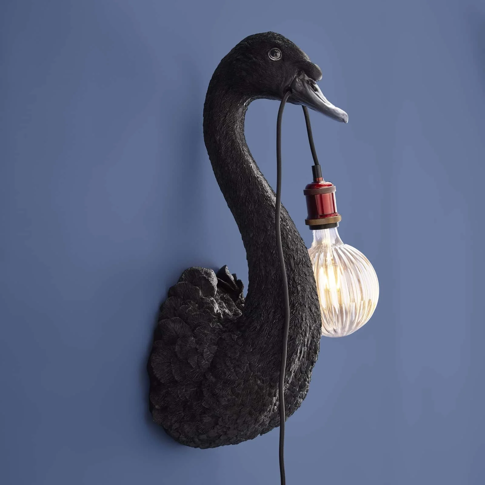 Wandleuchte Schwan Petra, schwarz