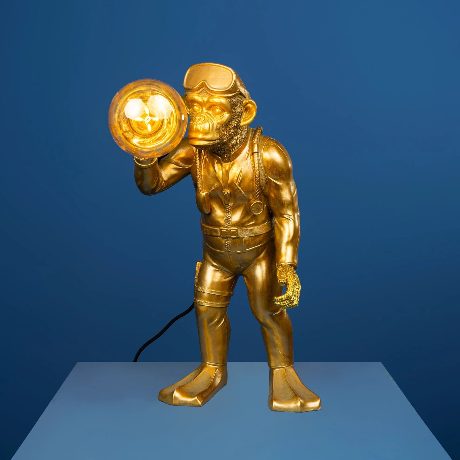 Tischleuchte Affe Diver Dan, gold