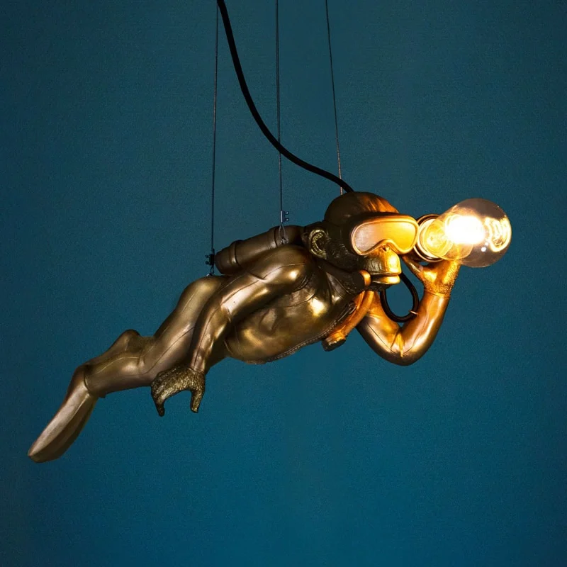 Deckenleuchte Affe Diver Dave, gold