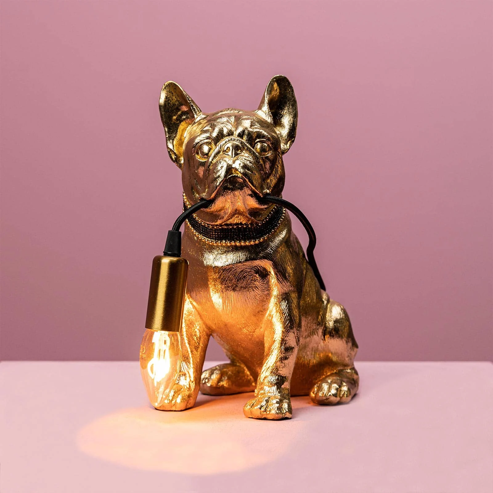 Tischleuchte Hund, Bulldogge Francis, gold