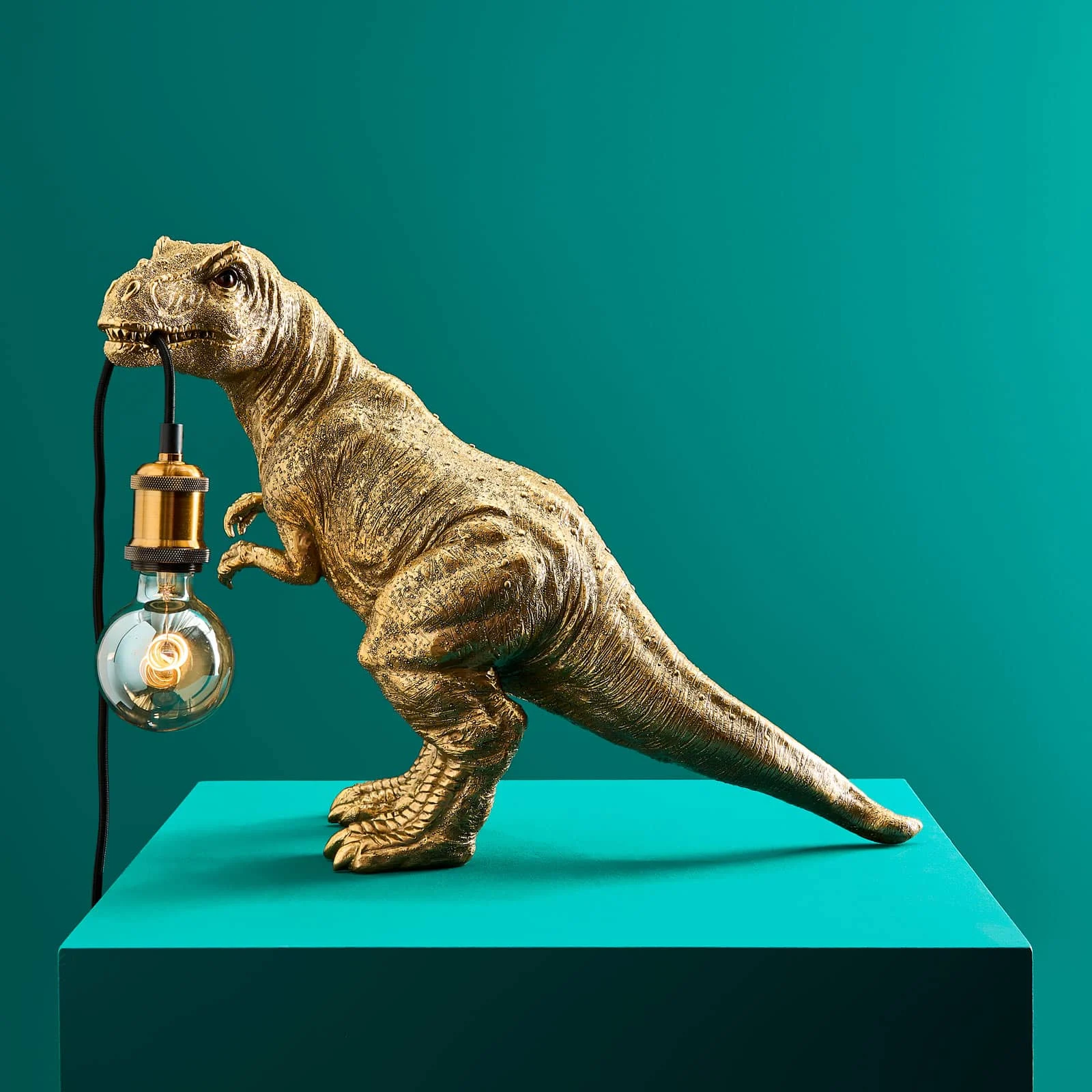 Tischleuchte Dinosaurier Rexy, gold