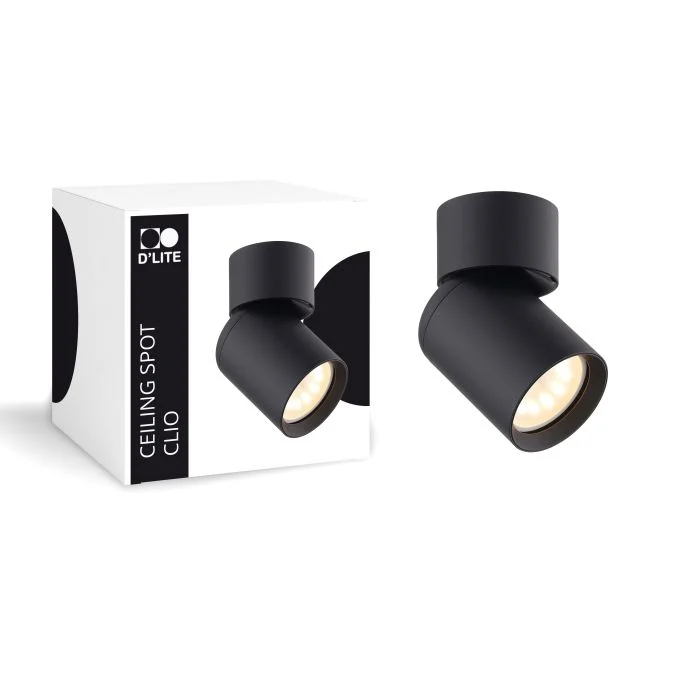 D'Lite Techo Foco Clio Negro Ajustable| Apta para 1x GU10