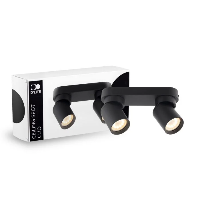 D'Lite Techo Foco Clio Negro Ajustable| Apta para 2x GU10