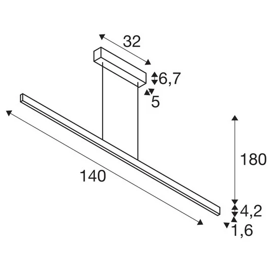 SLV One Linear Lámpara colgante LED, 140 cm, latón