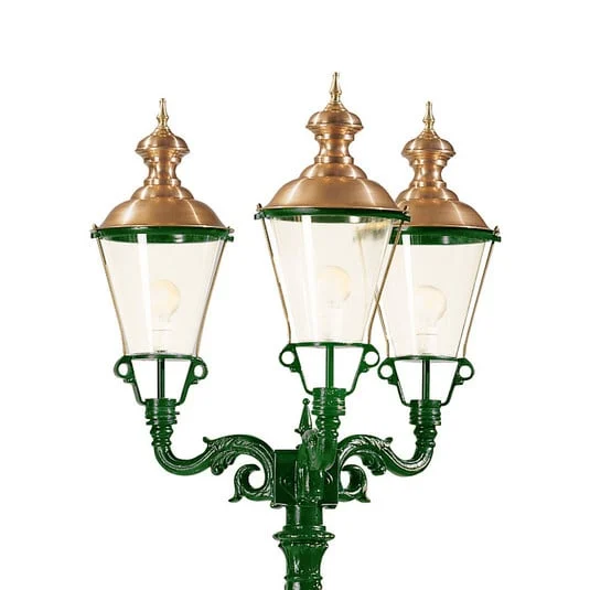 Farola Parijs con tres brazos, verde