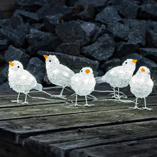 Bonito quinteto de pájaros LED para decoración de exteriores