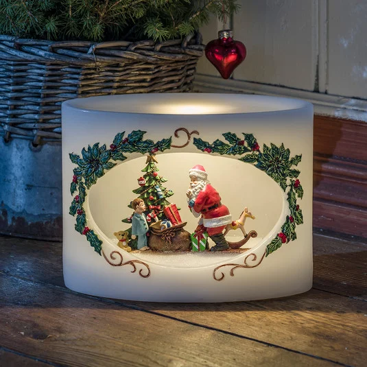 Vela de cera real LED «Papá Noel con Niño»