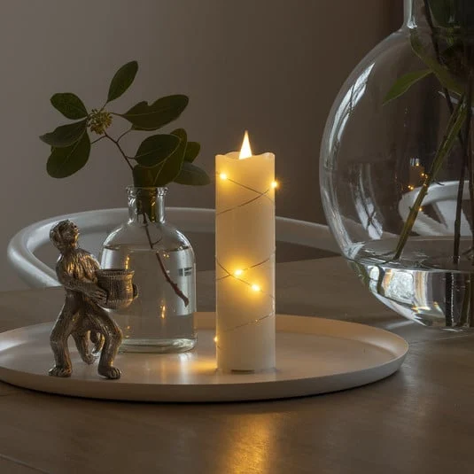 Vela de cera LED color de la luz ámbar 17,8 cm