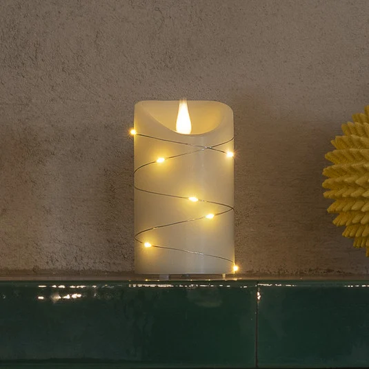 Vela de cera LED blanca Color de la luz blanco cálido 17,8 cm