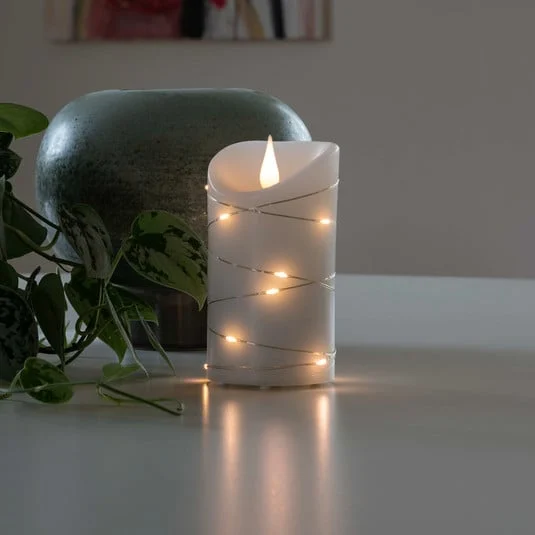 Vela de cera LED blanca Color de la luz blanco cálido 13,5 cm